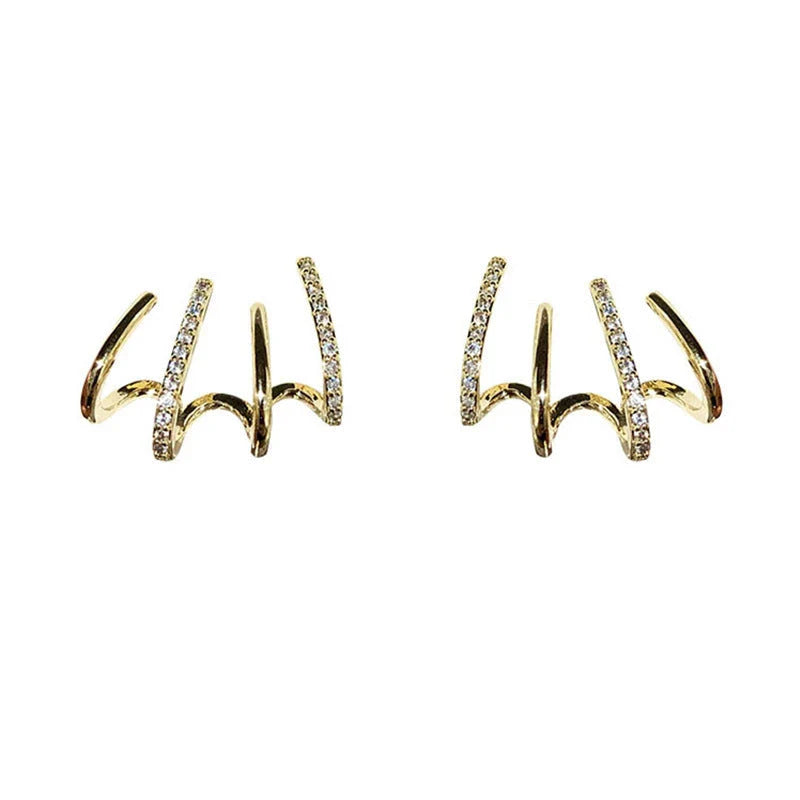 Elegant silver-tone zircon stud earrings with a sleek and sophisticated design