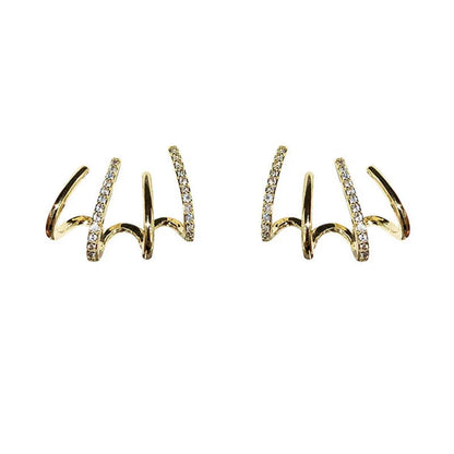Elegant silver-tone zircon stud earrings with a sleek and sophisticated design