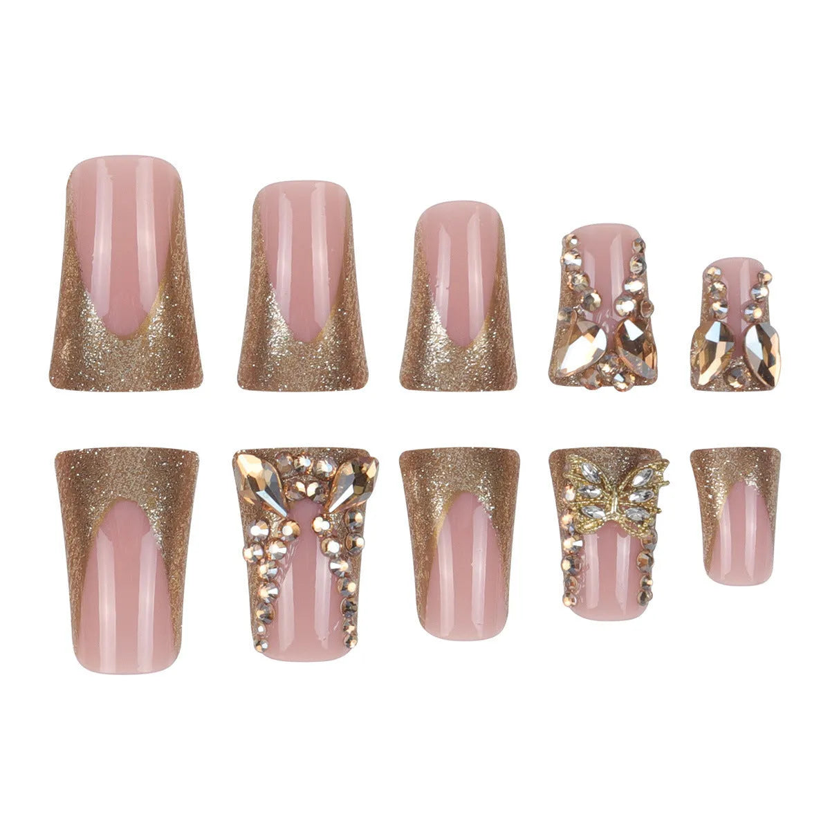 Golden Diamond In The Debris Butterfly patterned nail stickers and jelly glue tube.