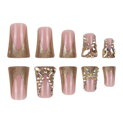 Golden Diamond In The Debris Butterfly patterned nail stickers and jelly glue tube.