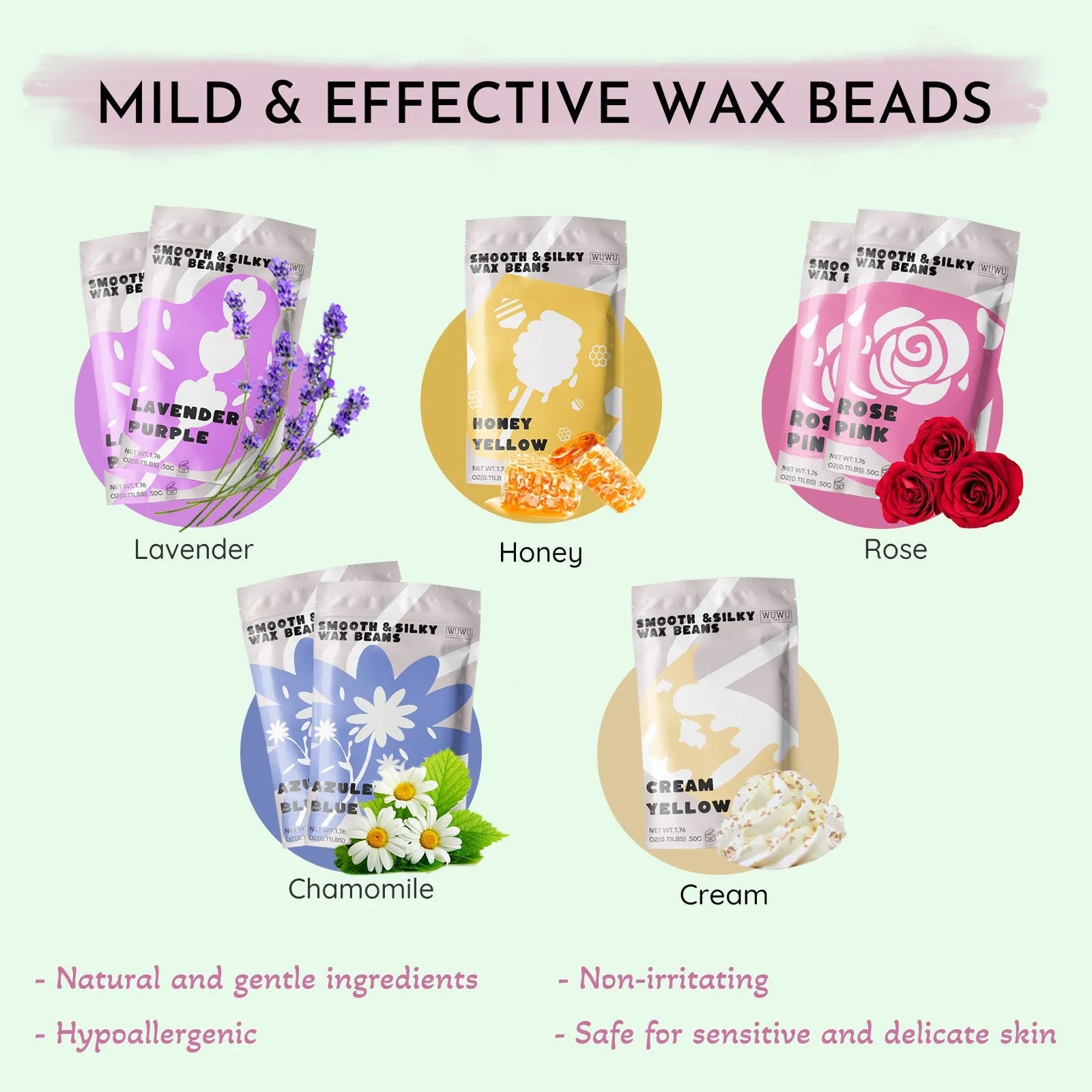 Waxing kit with 200cc warmer, 8 wax bead packs, applicator sticks, silicone bowl, spatula, and lotion for hair removal