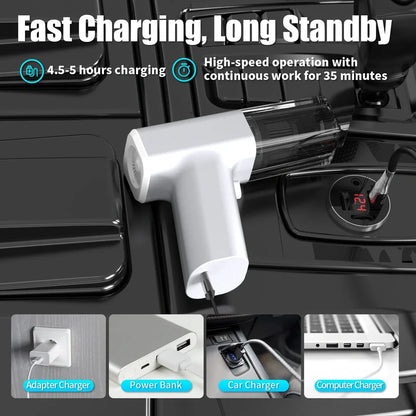 White plastic dust collector with USB-powered vacuum cleaner for household dust removal