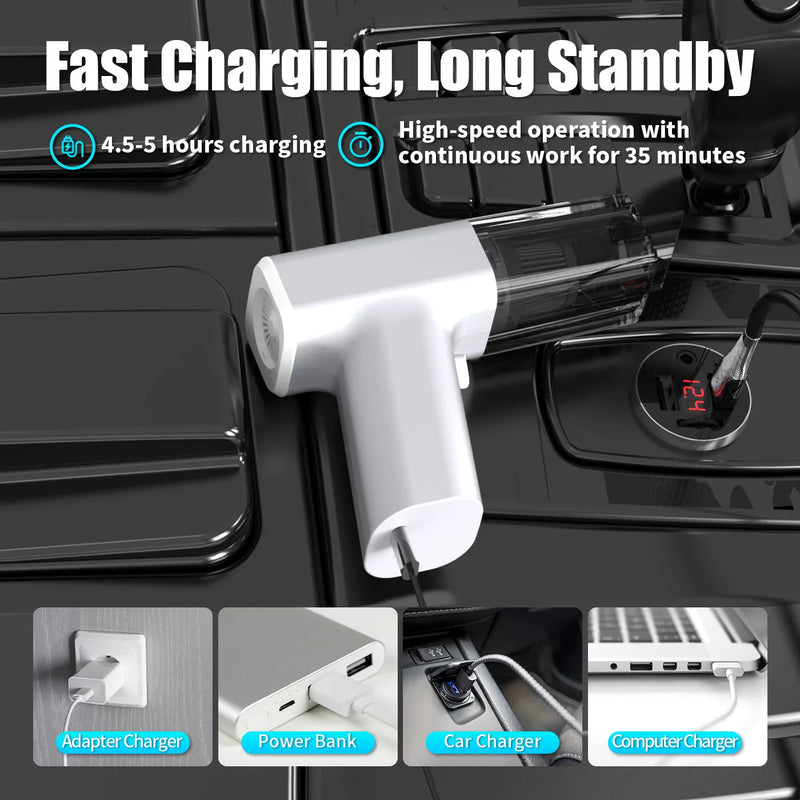 Portable Dust Collector for Home Cleaning with USB Power Connection, Plastic Desktop Vacuum Cleaner with Handheld Design in White Colour for Keyboard, Car Interior, and Office Maintenance Tasks