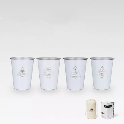 304 stainless steel camping beer steins set of 4 in white, black, and army green