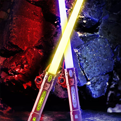 Retractable RGB laser sword with frosted metal handle and 7 color options