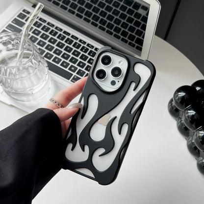 Electroplated hollow flame pattern iPhone case for heat dissipation and style
