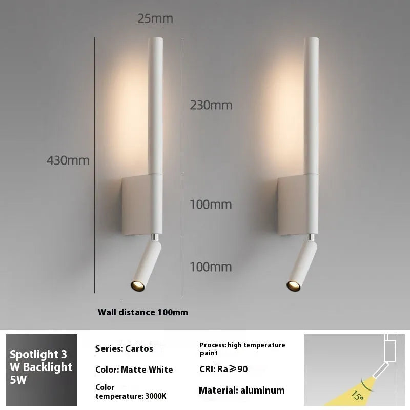 Simple Modern Reading Lamp Bedside Wall Light Frosted White or Matte Black 3000K 5W 3W 36V and Below for Bedroom Headboard Reading and Hallway Use