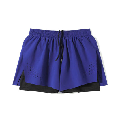Men's straight-leg sports shorts with side slits in turmeric yellow, night blue, and black colours