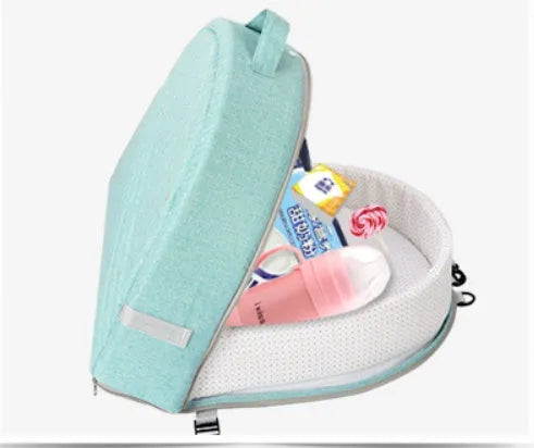 Portable foldable baby bed with mosquito net, cotton linen fabric, unfolded 88x45x12.5cm