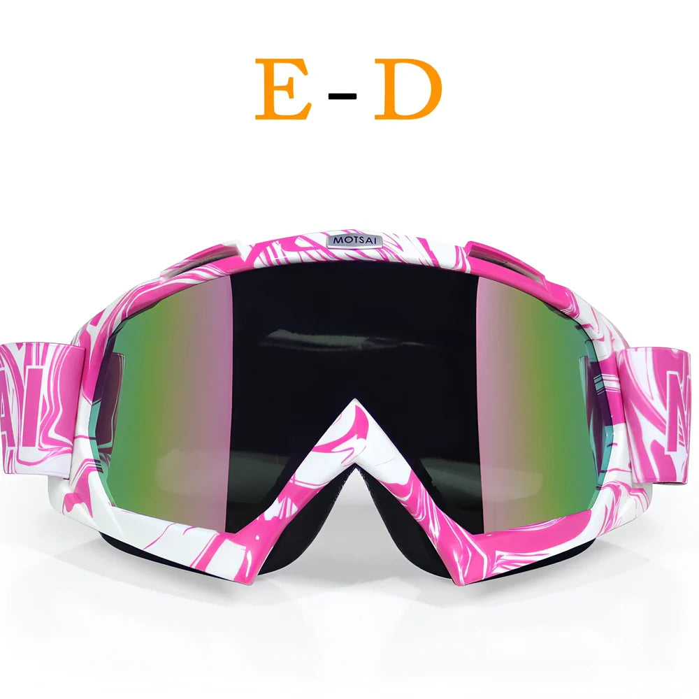 Interchangeable lens riding goggles with ABS frame and multiple colour options for off-road cycling