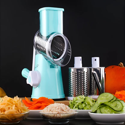 Spiralizer 3-Blade Vegetable Slicer with transparent barrel, 26cm x 12.7cm x 24cm, blue green or red
