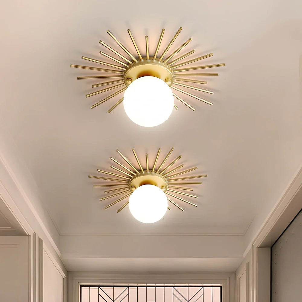 Iron corridor balcony ceiling lamp with abnormal-shaped shade in 25cm and 35cm sizes