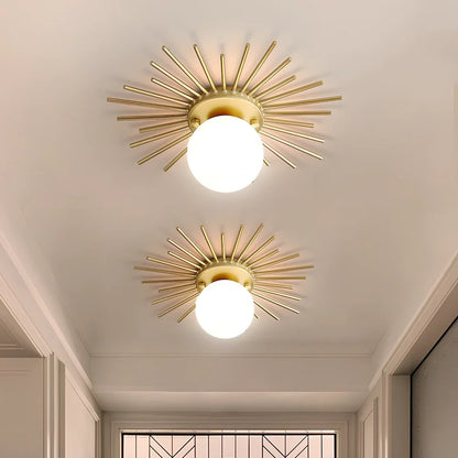 Iron corridor balcony ceiling lamp with abnormal-shaped shade in 25cm and 35cm sizes