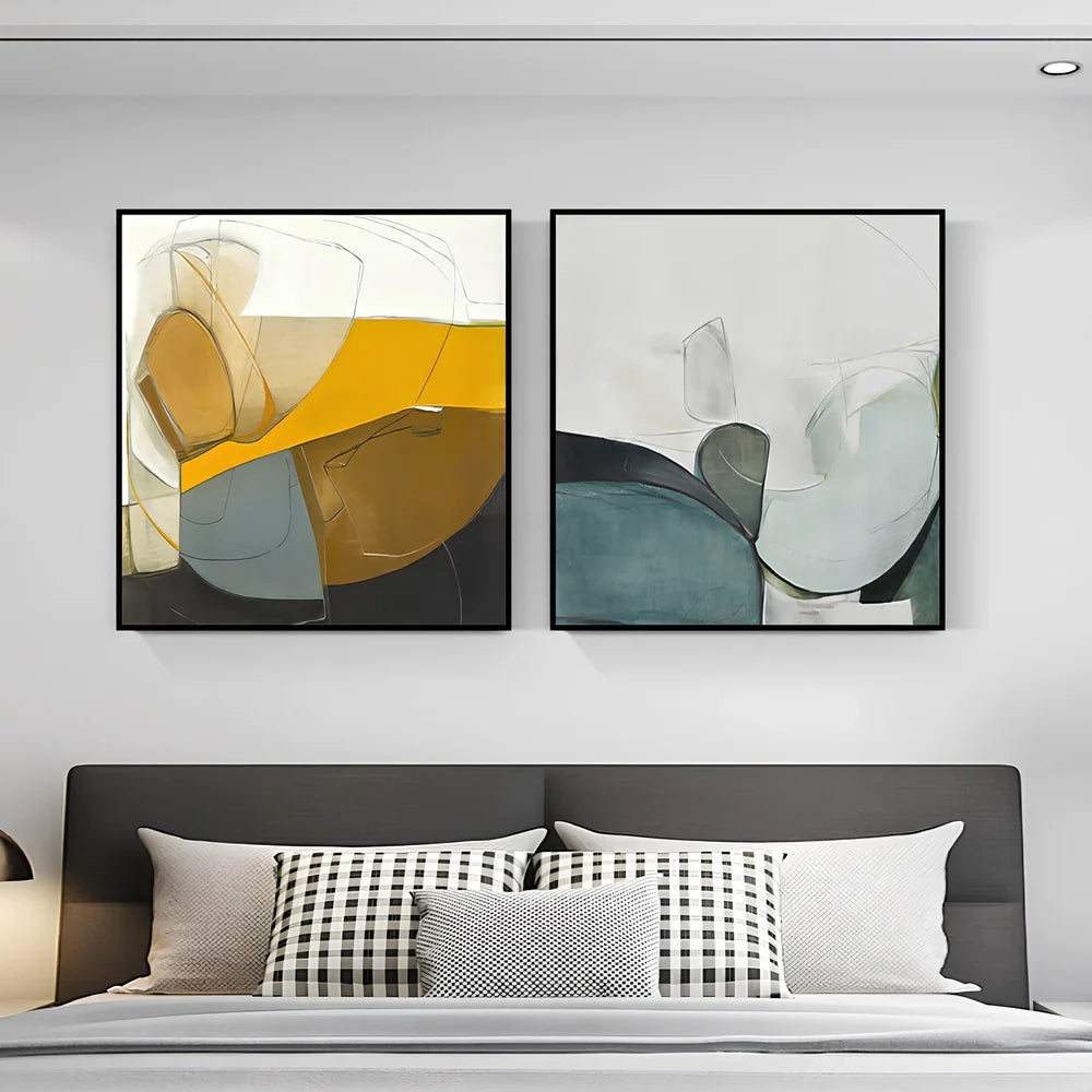 Frameless 30x30cm abstract pattern wall print in Nordic style with spray-painted fabric film, waterproof for bedroom decor