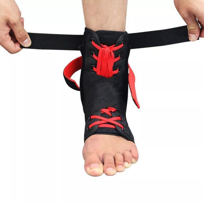 Kuangmi Adjustable Ankle Brace in Black and Red for sports injury prevention