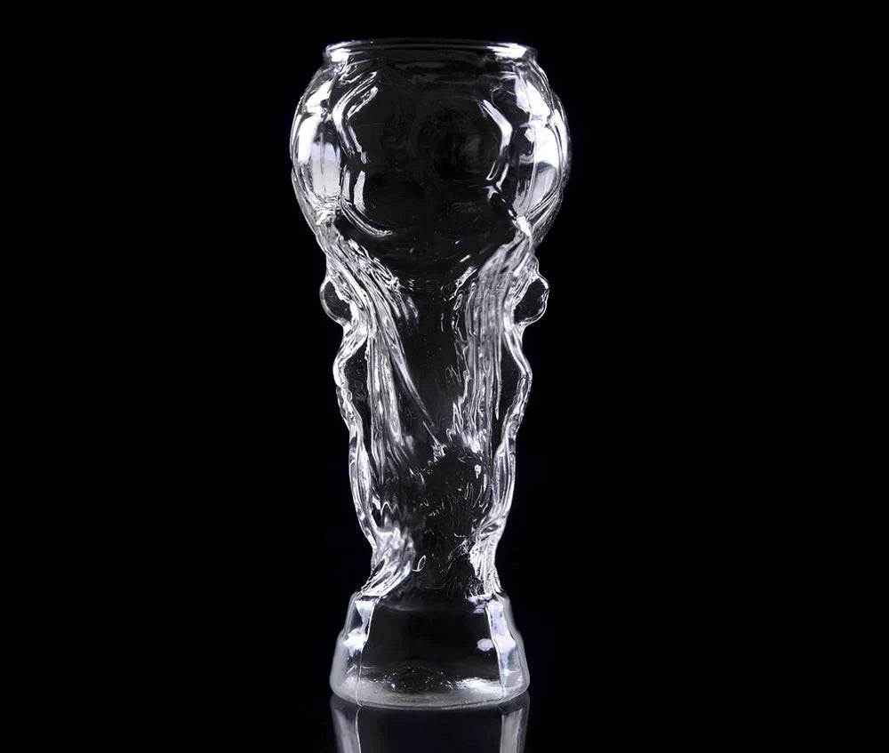 Hercules football trophy shaped beer glass with 450ml capacity and 19cm height measurements
