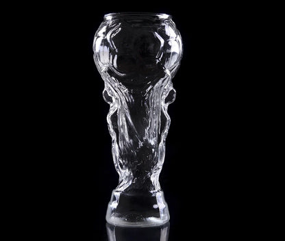 Hercules football trophy shaped beer glass with 450ml capacity and 19cm height measurements