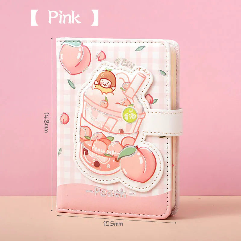 Magnetic buckle notebook hand ledger in pink, yellow, green, and purple with paper pages