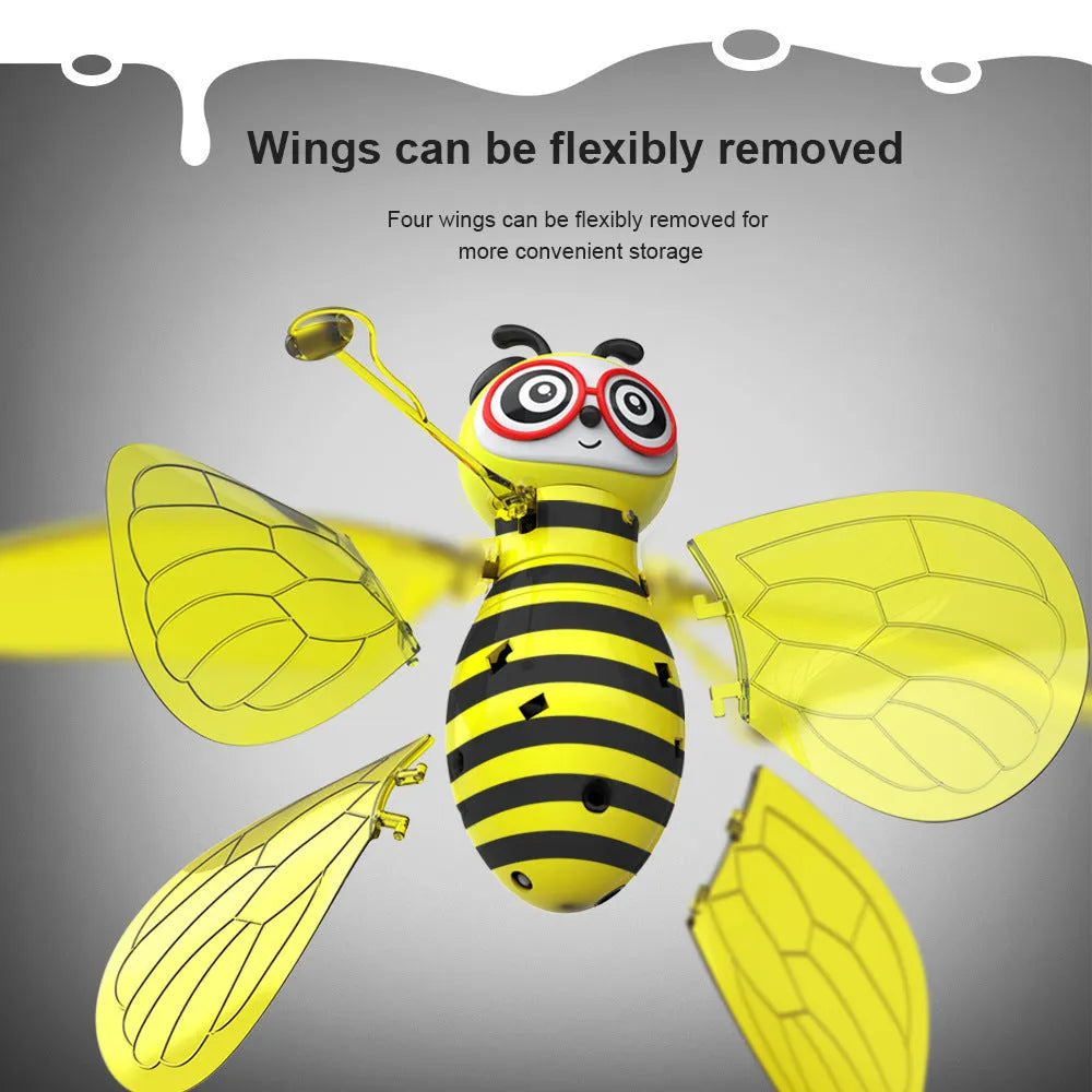 Yellow mini flying ball bee toy with infrared gesture sensing, ABS plastic, 15.5cm, for kids 8+