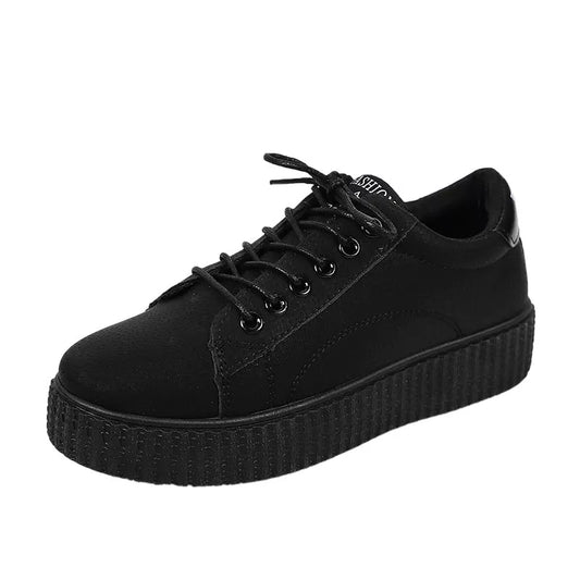 Women's black and khaki thick sole sneakers for sports and casual wear