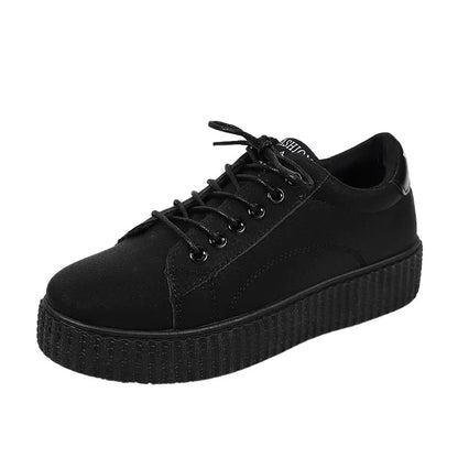 Women's black and khaki thick sole sneakers for sports and casual wear