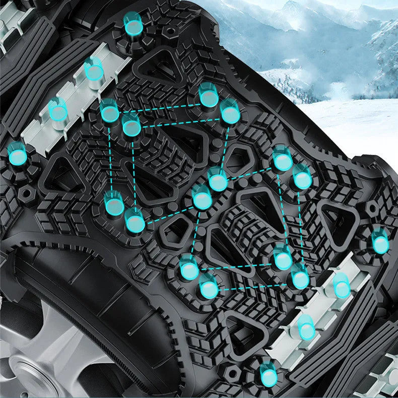 Universal steel plate tire chains for cars and SUVs with installation tools and accessories