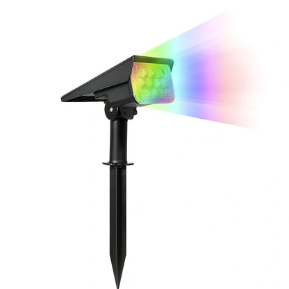 Adjustable solar garden light with black ABS/PC housing and directional spotlight head