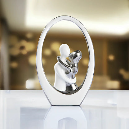 Ceramic photo frame with electroplated finish displaying character design elements