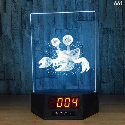Blue dolphin-shaped table lamp with glowing 3D design and remote control on wooden surface