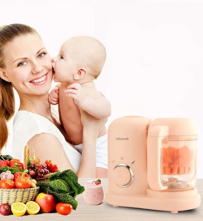Baby food processor with steamer and blender functions in green colour