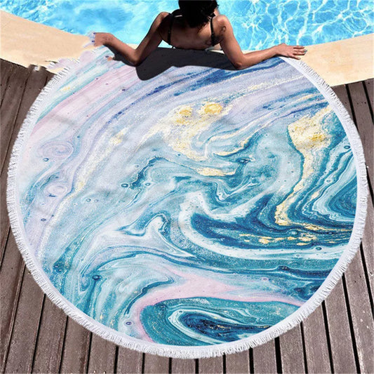 Marbling beach towel with unique pattern, made from quick-dry microfiber, perfect for beach and pool use