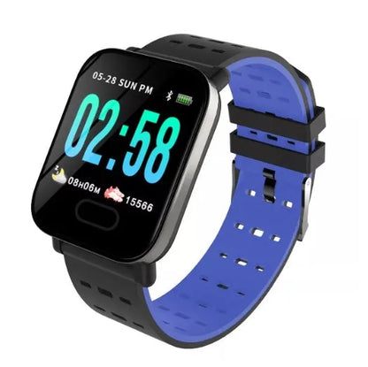 A6 colour screen smart bracelet with silicone strap showing 1.3-inch display and zinc alloy frame