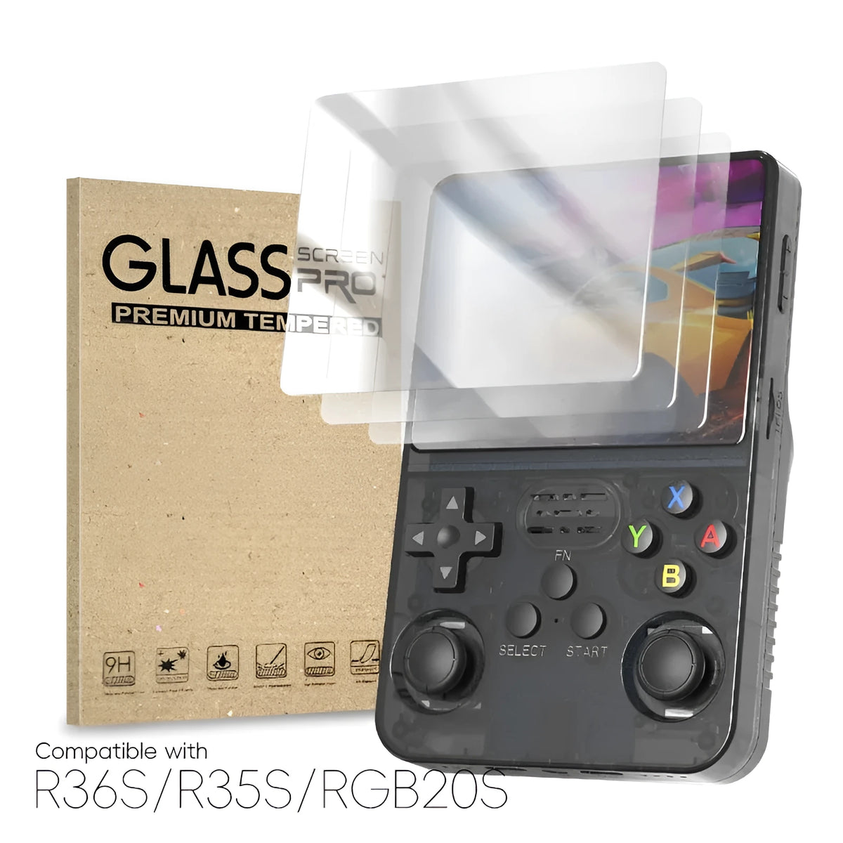 Tempered film for R36S R35S RGB20S handheld game machine, 3.5 inch HD scratch-proof dustproof screen protector