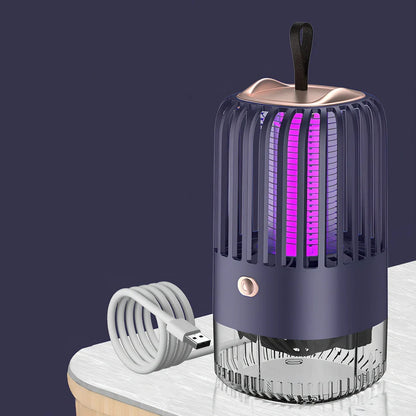 White mosquito killer lamp with protective electric grid and USB power cable