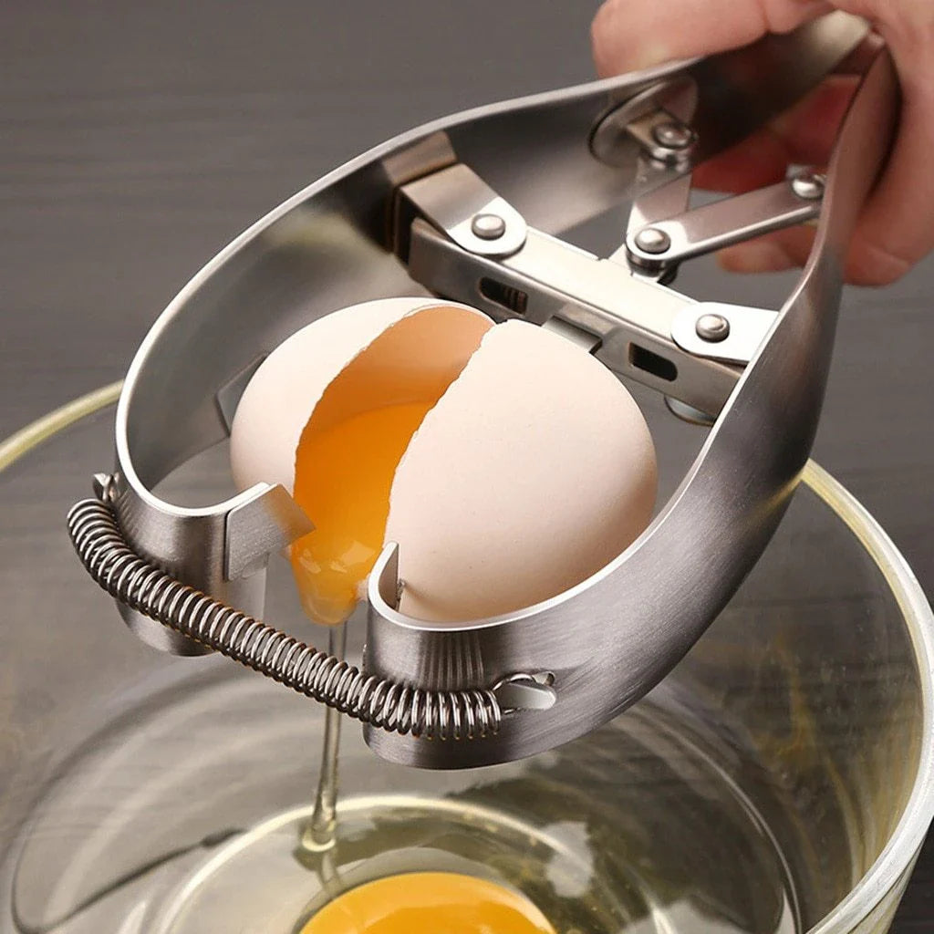Premium stainless steel egg separator and cracker tool for effortless egg prep in the kitchen