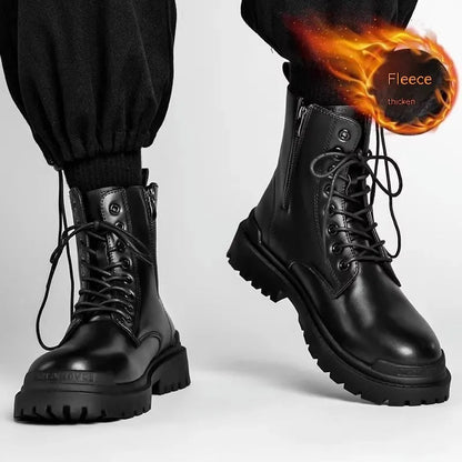 Men's mid-top waterproof boots in black and brown with non-slip rubber sole, sizes 39-44