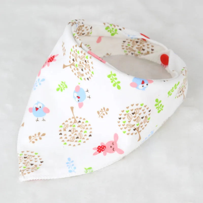 Cotton bandana baby bib, 95% cotton, 42cm, sweat absorbent, colourful designs like Pineapple and Dinosaur