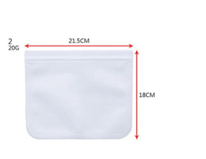 Transparent PEVA food storage bags with silica gel absorbers in various sizes