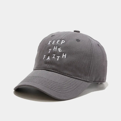 Men's cotton baseball cap with small letter embroidery in adjustable dome design