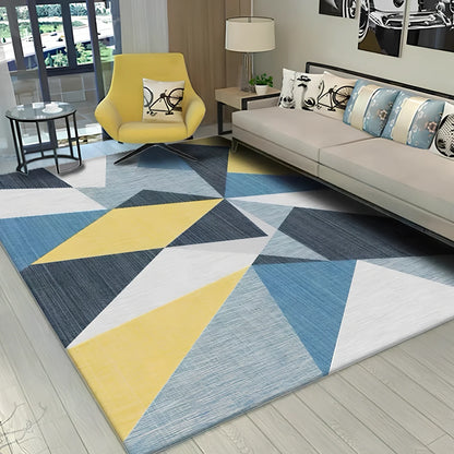 Modern Nordic check pattern polyester carpet in 40x60cm rectangle, machine woven with 71-80% fibre for flat floor coverage