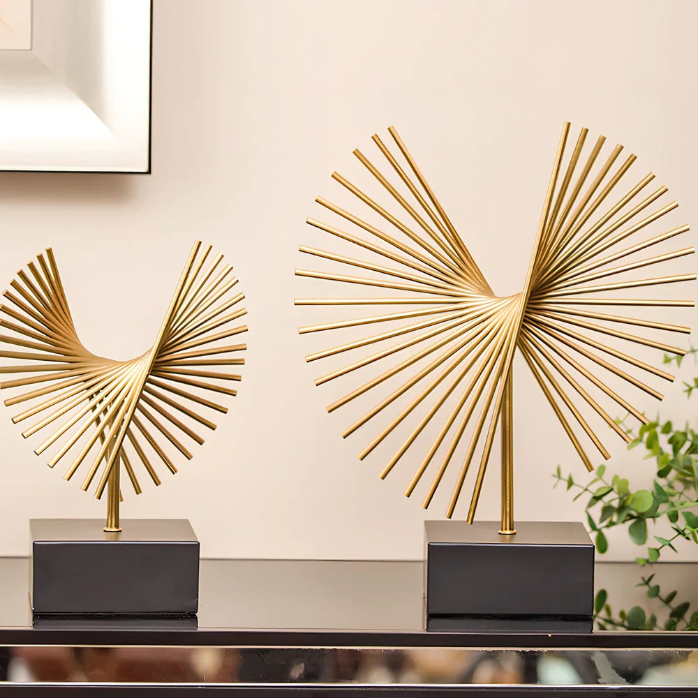 Handcrafted iron wall decoration with gold finish, sizes 12x27cm and 12x36cm