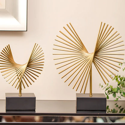 Handcrafted iron wall decoration with gold finish, sizes 12x27cm and 12x36cm