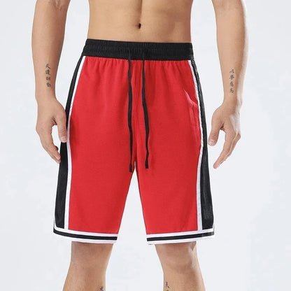 Men's straight-leg polyester training shorts for summer sports in solid colour