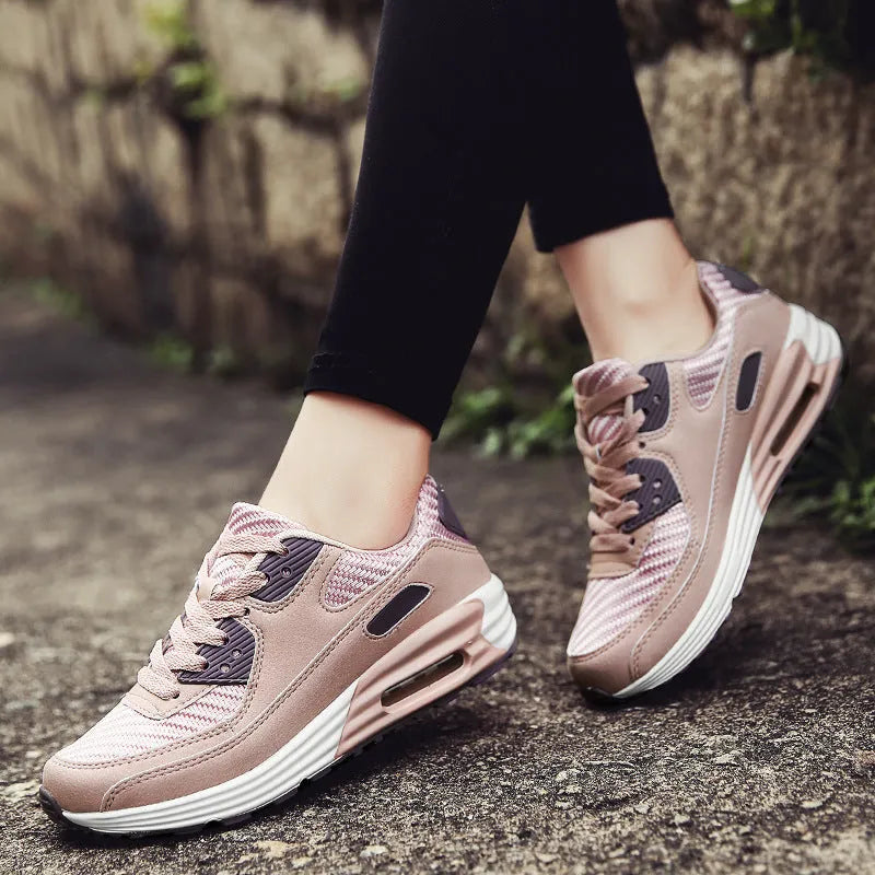 Women's casual shoes in beige orange, grey, or pink purple with a 3.5cm heel, available in UK sizes 5.5 through 8.5 corresponding to EU sizes 35 to 40 with inner lengths from 220 to 245mm for everyday wear