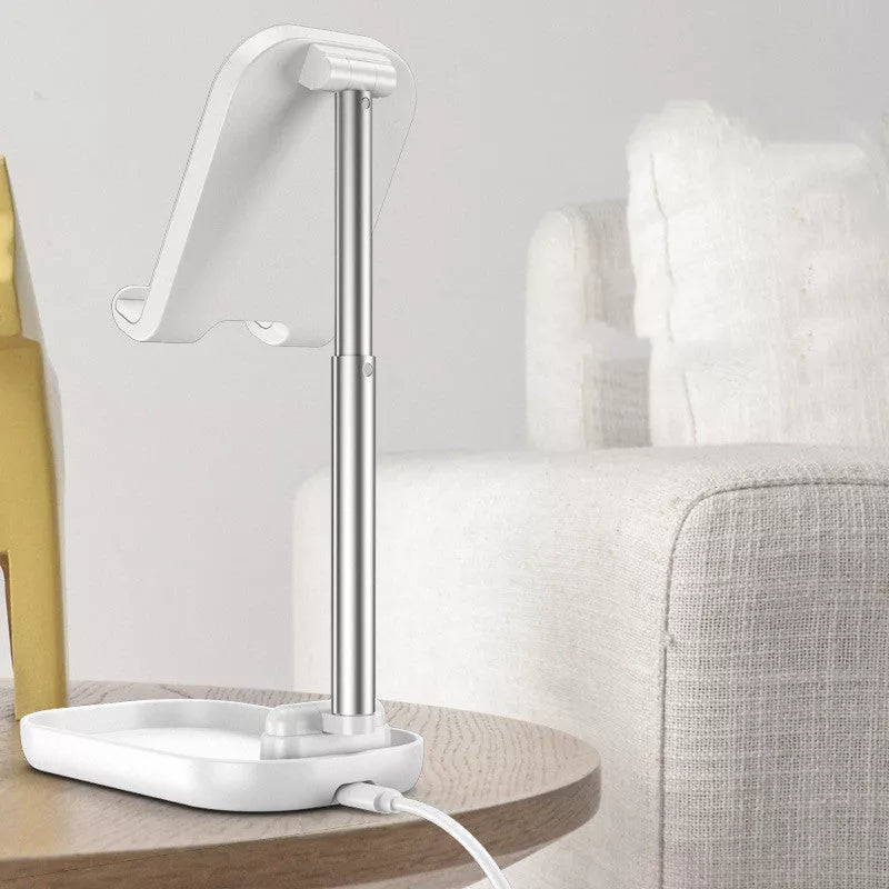 Folding portable wireless charging mobile phone holder in pink, white, or black