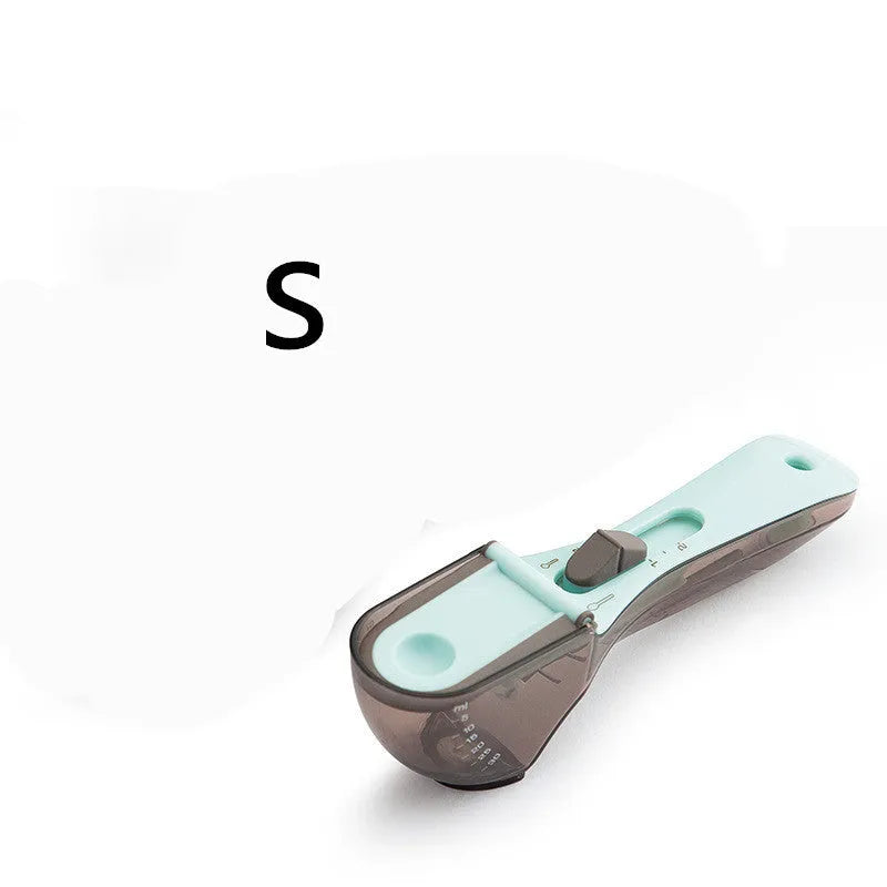 Orange and blue digital measuring spoon set showing measurement units and ergonomic handle.