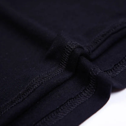 Black plus-size T-shirt with geometric print, loose fit, short sleeves, round neck, sizes XXL to 7XL.