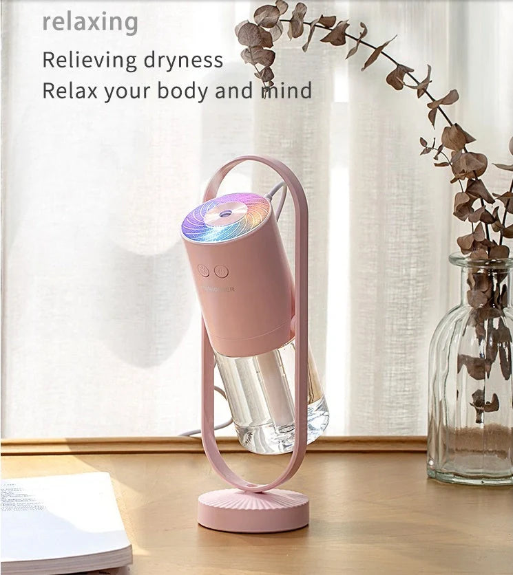 USB Air Humidifier with colorful night light projection for home and car use