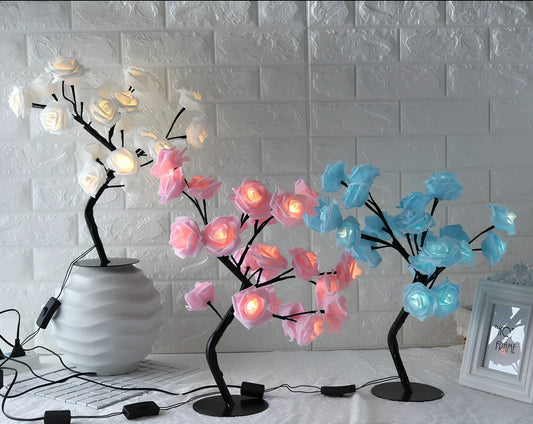 LED simulation small flower tree lamp with warm light illumination in White pink colour option