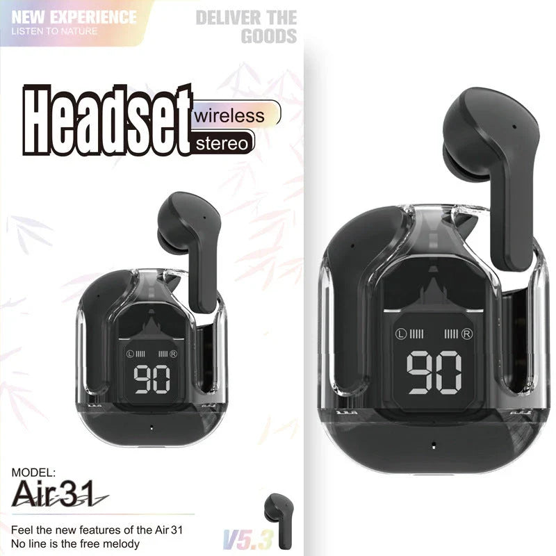 Pair of true wireless Bluetooth earbuds with noise cancellation and digital display
